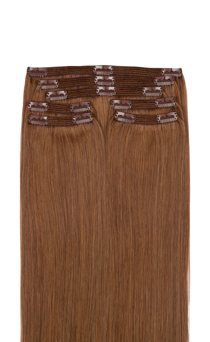 5 piece Clip In Hair Extensions Golden Brown Color #12