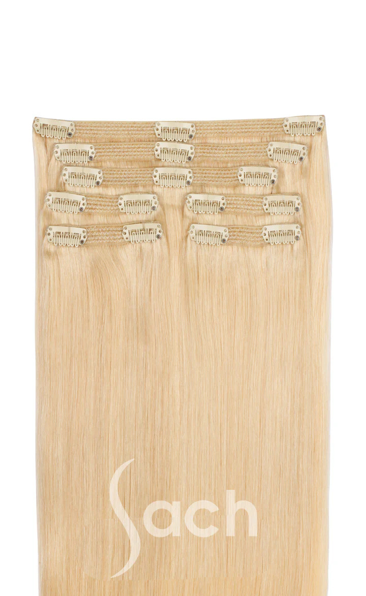 5 piece Clip In Hair Extensions Vanilla Creme Blonde # 60