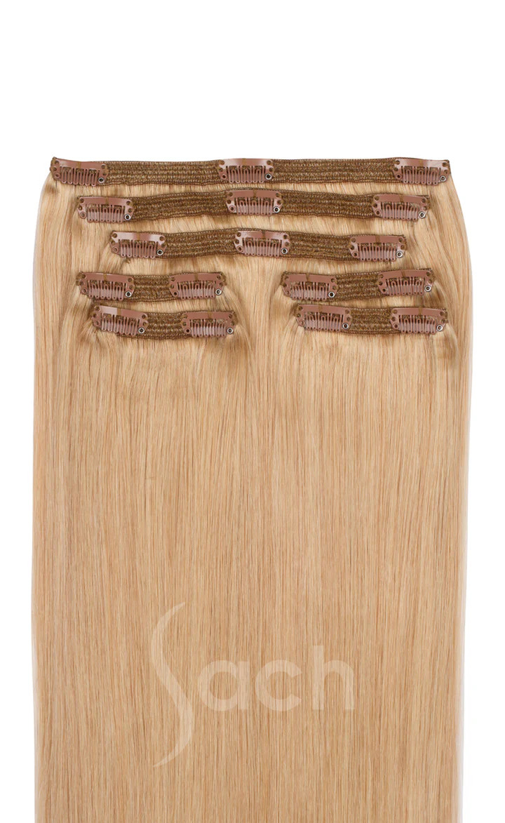 5 piece Clip in Hair Extensions Sun Kissed Blond Color 27